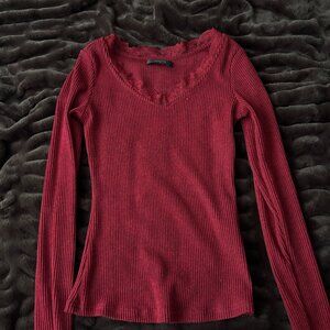 Amazon Red Lace Trim Long Sleeve